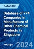 Database of 774 Companies in Manufacture of Other Chemical Products in Singapore- Product Image