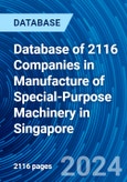 Database of 2116 Companies in Manufacture of Special-Purpose Machinery in Singapore- Product Image