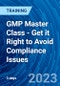 GMP Master Class - Get it Right to Avoid Compliance Issues (Recorded) - Product Image