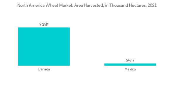 North America Wheat Market North America Wheat Market Area Harvested In Thousand Hectares 2021