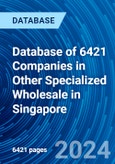 Database of 6421 Companies in Other Specialized Wholesale in Singapore- Product Image