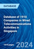 Database of 1910 Companies in Wired Telecommunications Activities in Singapore- Product Image