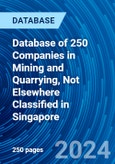 Database of 250 Companies in Mining and Quarrying, Not Elsewhere Classified in Singapore- Product Image
