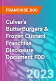 Culver's ButterBurgers & Frozen Custard Franchise Disclosure Document FDD- Product Image