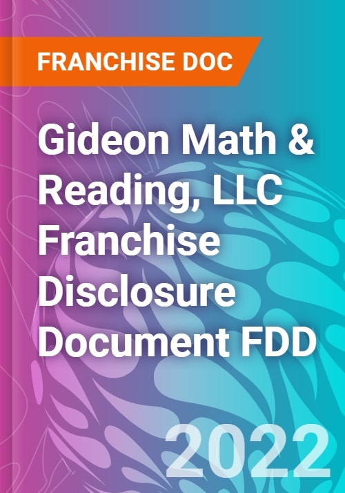 Gideon Math & Reading, LLC Franchise Disclosure Document FDD