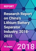 Research Report on China's Lithium Battery Separator Industry, 2018-2022- Product Image