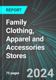 Family Clothing, Apparel and Accessories Stores (U.S.): Analytics, Extensive Financial Benchmarks, Metrics and Revenue Forecasts to 2030, NAIC 448140- Product Image