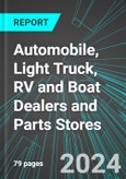 Automobile (Car), Light Truck, RV and Boat Dealers and Parts Stores (Broad-Based) (U.S.): Analytics, Extensive Financial Benchmarks, Metrics and Revenue Forecasts to 2030, NAIC 441000- Product Image