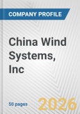 China Wind Systems, Inc. Fundamental Company Report Including Financial, SWOT, Competitors and Industry Analysis- Product Image