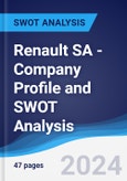 Renault SA - Company Profile and SWOT Analysis- Product Image
