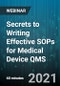 Secrets to Writing Effective SOPs for Medical Device QMS - Webinar - Product Image