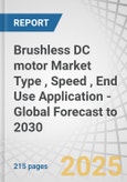 Brushless DC motor Market Type (Inner Rotor, Outer Rotor), Speed (<500 RPM, 501-2,000 RPM, 2,00-10,000 RPM, >10,000 RPM), End Use Application (Consumer Electronics, Automotive, Manufacturing, Medical Devices) - Global Forecast to 2030- Product Image