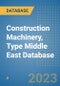 Construction Machinery, Type Middle East Database - Product Image
