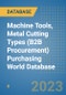 Machine Tools, Metal Cutting Types (B2B Procurement) Purchasing World Database - Product Thumbnail Image