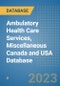 Ambulatory Health Care Services, Miscellaneous Canada and USA Database - Product Image