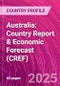 Australia: Country Report & Economic Forecast (CREF) - Product Image