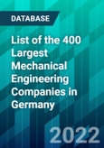 List of the 400 Largest Mechanical Engineering Companies in Germany- Product Image