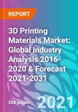 3D Printing Materials Market: Global Industry Analysis 2016-2020 & Forecast 2021-2031- Product Image