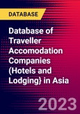 Database of Traveller Accomodation Companies (Hotels and Lodging} in Asia- Product Image