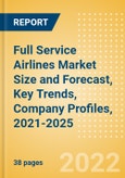 Full Service Airlines Market Size and Forecast, Key Trends, Company Profiles, 2021-2025- Product Image