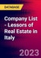 Company List - Lessors of Real Estate in Italy - Product Image