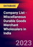 Company List - Miscellaneous Durable Goods Merchant Wholesalers in India- Product Image