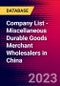 Company List - Miscellaneous Durable Goods Merchant Wholesalers in China - Product Image