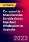 Company List - Miscellaneous Durable Goods Merchant Wholesalers in Australia - Product Image