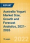 Australia Yogurt (Dairy and Soy Food) Market Size, Growth and Forecast Analytics, 2021-2026 - Product Image