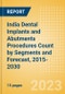 India Dental Implants and Abutments Procedures Count by Segments (One-stage Dental Implantation Procedures, Two-stage Dental Implantation Procedures and Immediate Loading Dental Implantation Procedures) and Forecast, 2015-2030 - Product Thumbnail Image