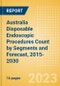 Australia Disposable Endoscopic Procedures Count by Segments (Procedures Performed Using Disposable Laryngoscopes, Esophagoscopes, Duodenoscopes, Bronchoscopes, Ureteroscopes and Others) and Forecast, 2015-2030 - Product Image