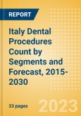 Italy Dental Procedures Count by Segments (Dental Bone Graft Substitutes, Dental Cosmetic Procedures, Prefabricated Crown and Bridge Materials Procedures, Dental Implants and Abutments Procedures and Dental Membrane Procedures) and Forecast, 2015-2030- Product Image