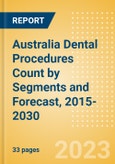 Australia Dental Procedures Count by Segments (Dental Bone Graft Substitutes, Dental Cosmetic Procedures, Prefabricated Crown and Bridge Materials Procedures, Dental Implants and Abutments Procedures and Dental Membrane Procedures) and Forecast, 2015-2030- Product Image
