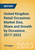 United Kingdom (UK) Retail Occasions Market Size, Share and Growth by Occasions (Christmas, Valentine's Day, Mother's Day, Easter, Father's Day, Summer, Back to School, Halloween and Black Friday), 2017-2022- Product Image