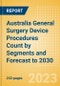 Australia General Surgery Device Procedures Count by Segments (Airway Stent Procedures, Bariatric Surgery Procedures, Biopsy Procedures, Cholecystectomy Procedures, Colectomy Procedures and Others) and Forecast to 2030 - Product Image