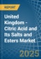 United Kingdom - Citric Acid and Its Salts and Esters - Market Analysis, Forecast, Size, Trends and Insights - Product Thumbnail Image