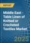 Middle East - Table Linen of Knitted or Crocheted Textiles - Market Analysis, Forecast, Size, Trends and Insights - Product Thumbnail Image