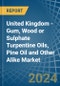 United Kingdom - Gum, Wood or Sulphate Turpentine Oils, Pine Oil and Other Alike - Market Analysis, Forecast, Size, Trends and Insights - Product Thumbnail Image