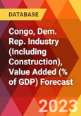 Congo, Dem. Rep. Industry (Including Construction), Value Added (% of GDP) Forecast- Product Image