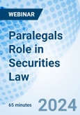 Paralegals Role in Securities Law - Webinar (ONLINE EVENT: June 17, 2024)- Product Image