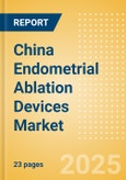 China Endometrial Ablation Devices Market Outlook to 2033 - Thermal Balloon Ablation Devices, Hydrothermal Ablation (HTA) Devices, Bipolar Energy Ablation Devices and Others- Product Image