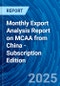 Monthly Export Analysis Report on MCAA from China - Subscription Edition - Product Image