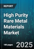High Purity Rare Metal Materials Market by Product Type (Niobium, Platinum Group Metals, Tantalum), Application (Aerospace, Automotive Catalysis, Chemical Processing), Purity Grade, Product Form, End Use Industry, Distribution Channel - Global Forecast 2025-2030- Product Image
