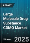 Large Molecule Drug Substance CDMO Market by Molecule Type (Cell Therapy Products, Monoclonal Antibodies, Peptides), Service Type (Analytical Services, Fill Finish, Formulation Development), Expression System, Scale, End User, Therapeutic Area - Global Forecast 2025-2030- Product Image