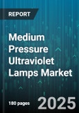 Medium Pressure Ultraviolet Lamps Market by Application (Air Treatment, Aquatics, Food & Beverage), End-Use Industry (Commercial, Industrial, Municipal), Lamp Type, Wattage, Distribution Channel - Global Forecast 2025-2030- Product Image