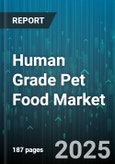 Human Grade Pet Food Market by Animal Type (Cat, Dog), Product Type (Dehydrated, Dry, Freeze Dried), Distribution Channel, Protein Source, Pet Age, Packaging Type - Global Forecast 2025-2030- Product Image