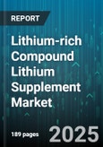 Lithium-rich Compound Lithium Supplement Market by Consumer Demographics, Health and Wellness Drivers, Lifestyle and Preferences, Usage Patterns, Purchase Motivations, Sales Channels - Global Forecast to 2030- Product Image