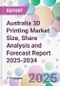 Australia 3D Printing Market Size, Share Analysis and Forecast Report 2025-2034 - Product Image