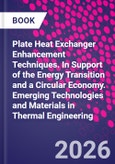Plate Heat Exchanger Enhancement Techniques. In Support of the Energy Transition and a Circular Economy. Emerging Technologies and Materials in Thermal Engineering- Product Image