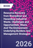 Resource Recovery from Biomedical and Hazardous Industrial Waste. Challenges and Opportunities. Waste And The Environment: Underlying Burdens And Management Strategies- Product Image